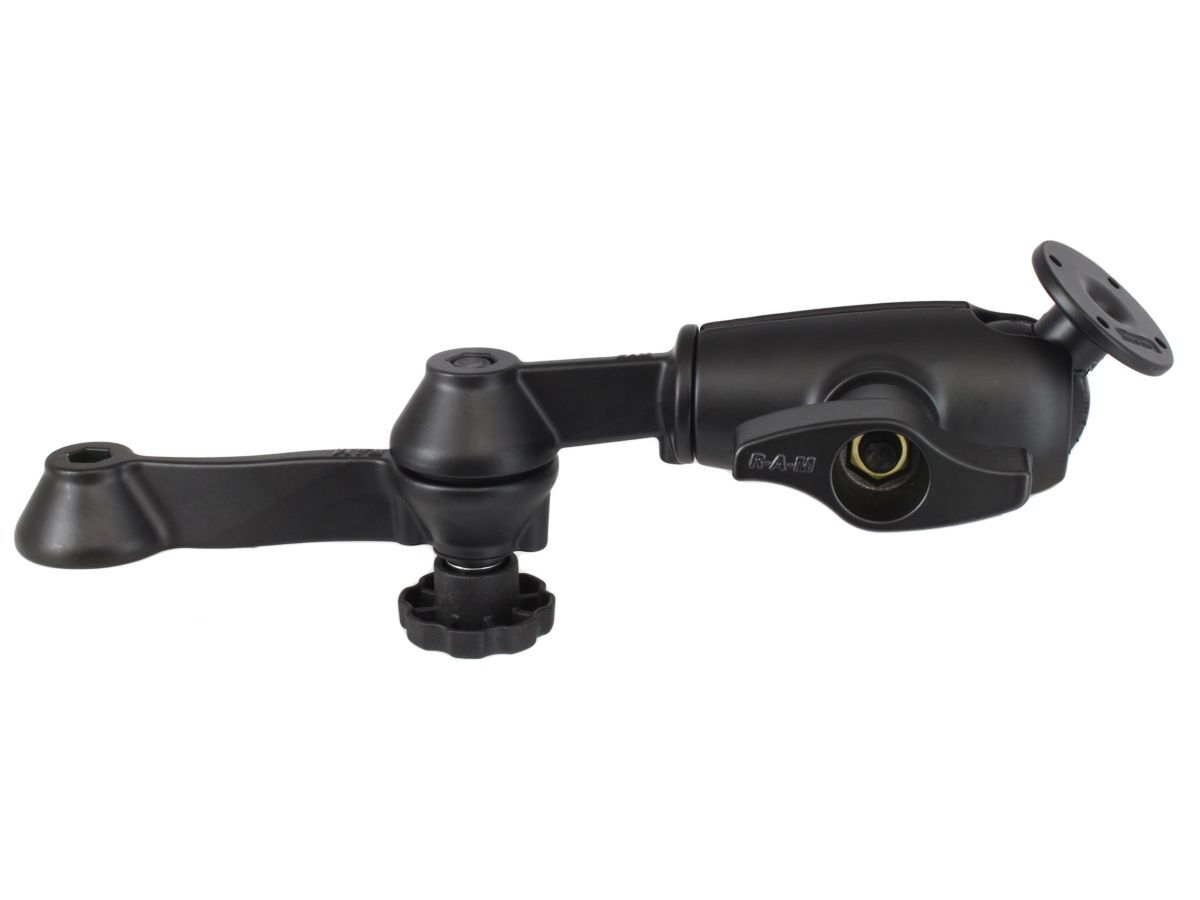 RAM Mounts Doppel-Schwenkarm mit runder Basisplatte - D-Kugel (2,25 Zoll), im Polybeutel