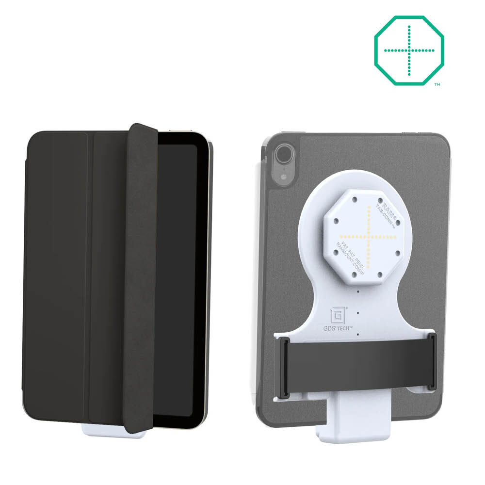 RAM Mounts GDS Tab-Conn für Tablets in Folio-Style Schutzhüllen - Rückseitige Pogo-Pads - Hellgrau