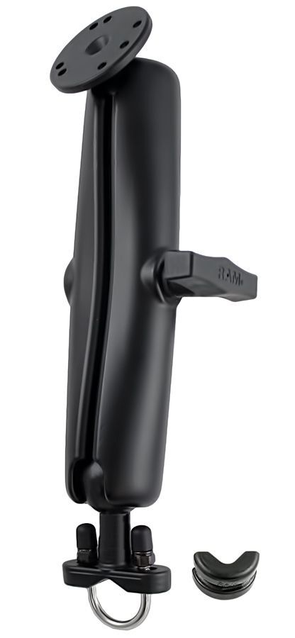 RAM Mounts Set für Lenker/Rohre - Klemmschelle, langer Verbindungsarm, runde Basisplatte (AMPS), C-Kugel (1,5 Zoll), im Polybeutel