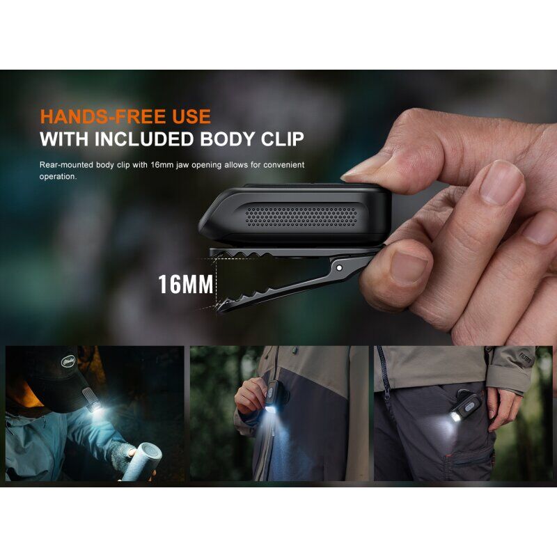 Fenix E04R 360° drehbare Clip-EDC-Taschenlampe (schwarz)