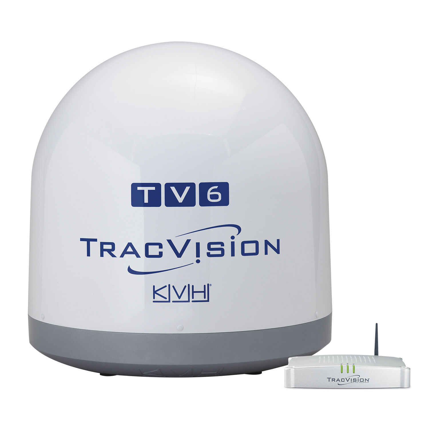 TV6_with_box KVH TracVision TV6 mit IP-TV-Hub B & autom. Skew-Einstellungen