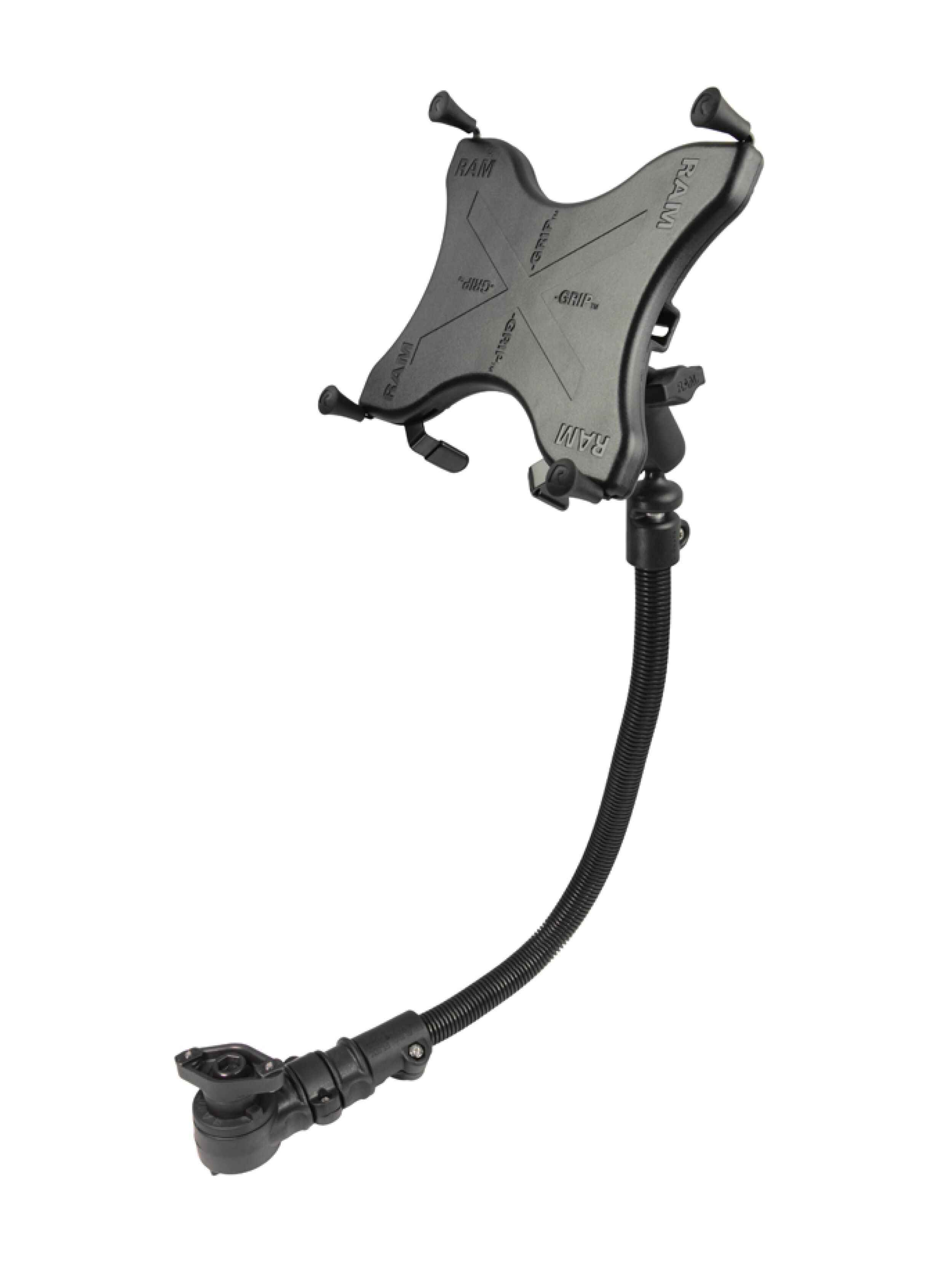RAM Mounts X-Grip Universalhalterung für Rollstühle (9-11 Zoll Tablets) - B-Kugel (1 Zoll) - Runde Basiskugel - Mittlerer Verbindungsarm (ca. 94,74 mm) - 18 Zoll Schwanenhals - Track Basis