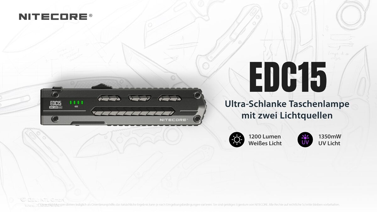 Nitecore EDC15 - 1200 Lumen +UV