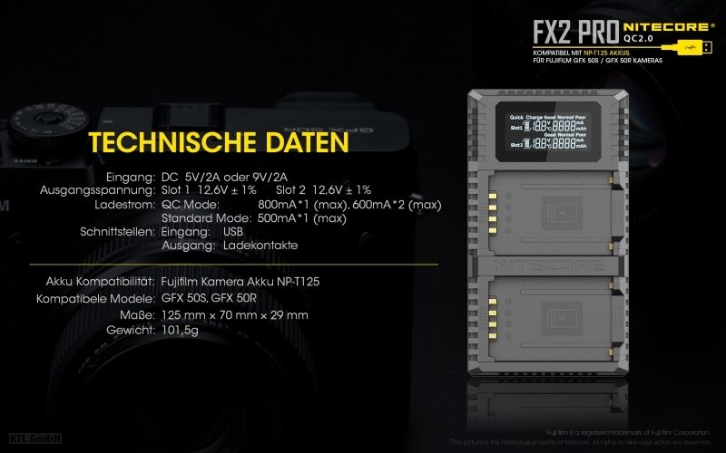 Nitecore FX2 PRO - für Fuji Cameras