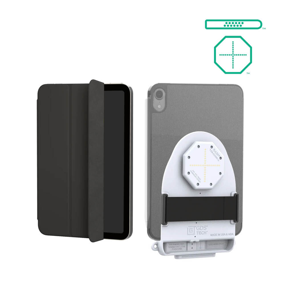 RAM Mounts GDS Tab-Conn für Tablets in Folio-Style Schutzhüllen - D-Shape & rückseitige Pogo-Pads - Hellgrau