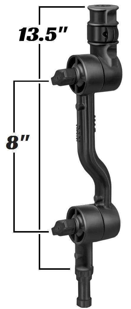 RAM Mounts Doppel-Ratchet Verbundstoff-Verbindungsarm (ca. 340 mm max. Länge) für Angelrutenhalter - mit Spline Post Stift, im Polybeutel