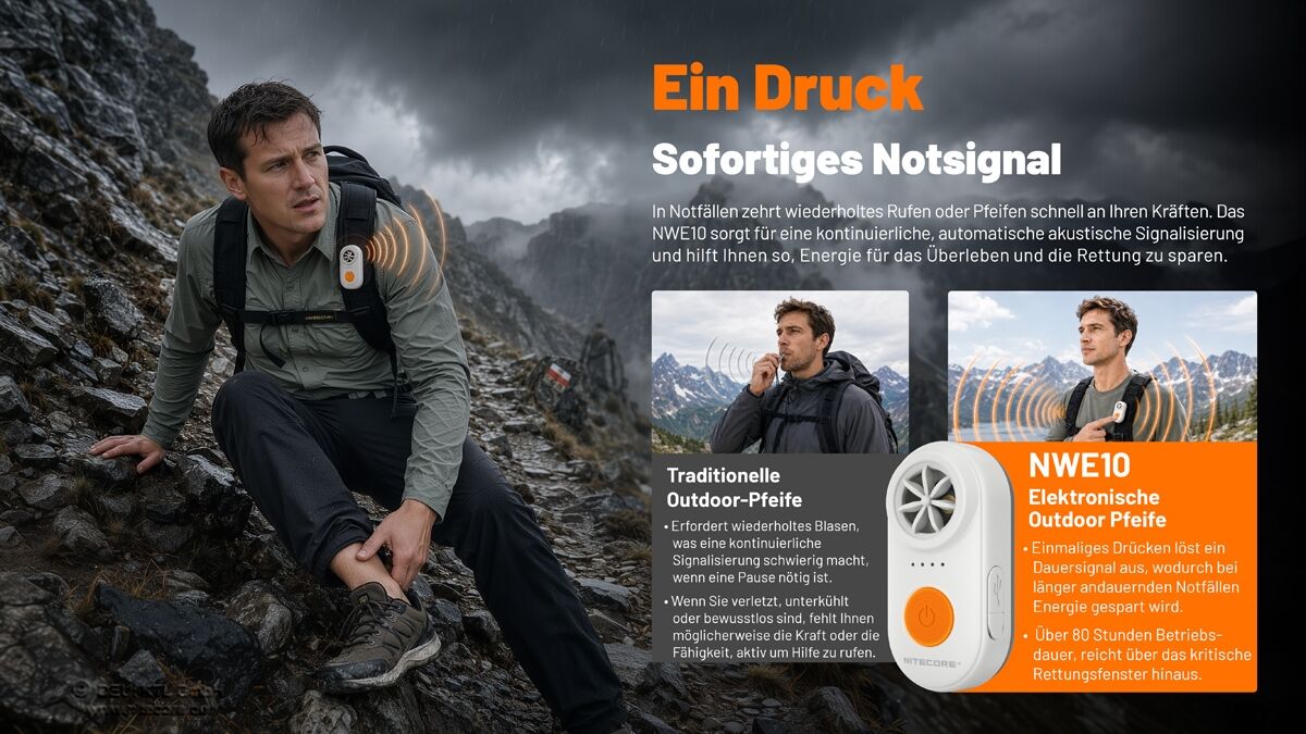 Nitecore elektronisches Notsignalgerät NWE10, schwarz
