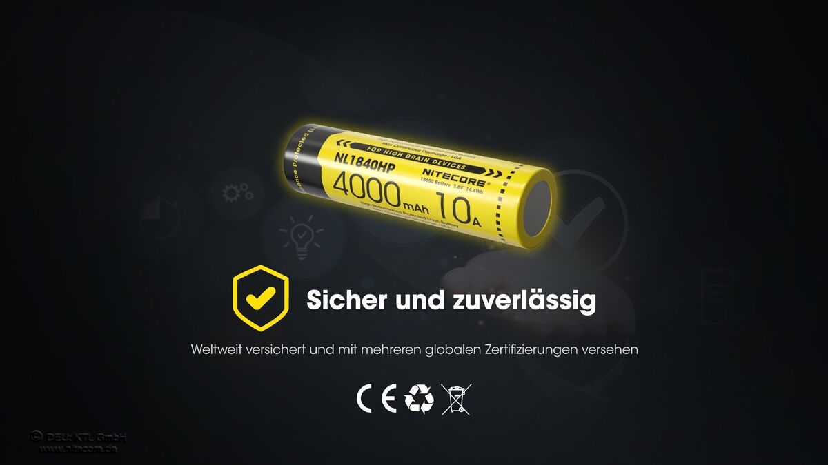 Nitecore Li-Ion Akku 18650, 4000mAh - NL1840HP