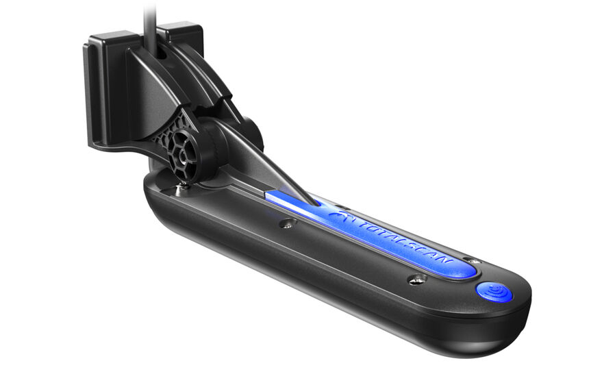 Lowrance-TotalScan-Transducer-Blue-3Qtr-Right-Facing_13974 Lowrance TotalScan Spiegelheckgeber Top Skimmer