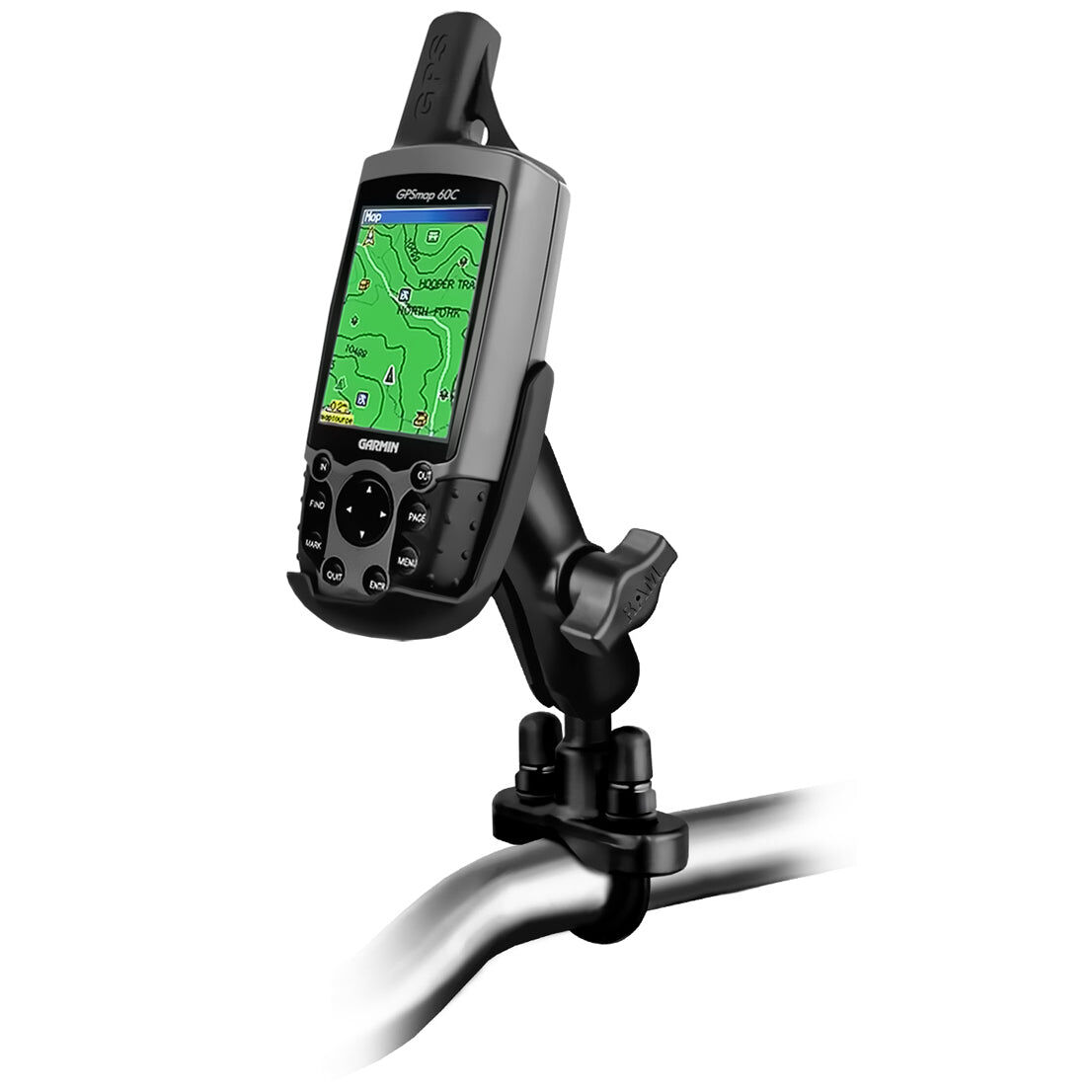 RAM Mounts Lenker-Halterung Garmin GPSMAP 60 - B-Kugel (1 Zoll), Rohr-Klemme, mittlerer Verbindungsarm