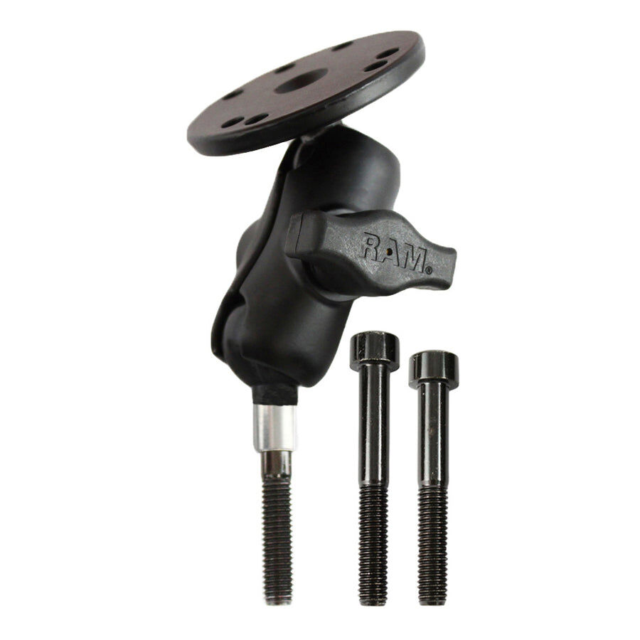 RAM Mounts Motorrad-Set - B-Kugel (1 Zoll), Lenkerkopfkugel (M8 Schrauben), kurzer Verbindungsarm, runde Basisplatte (AMPS)