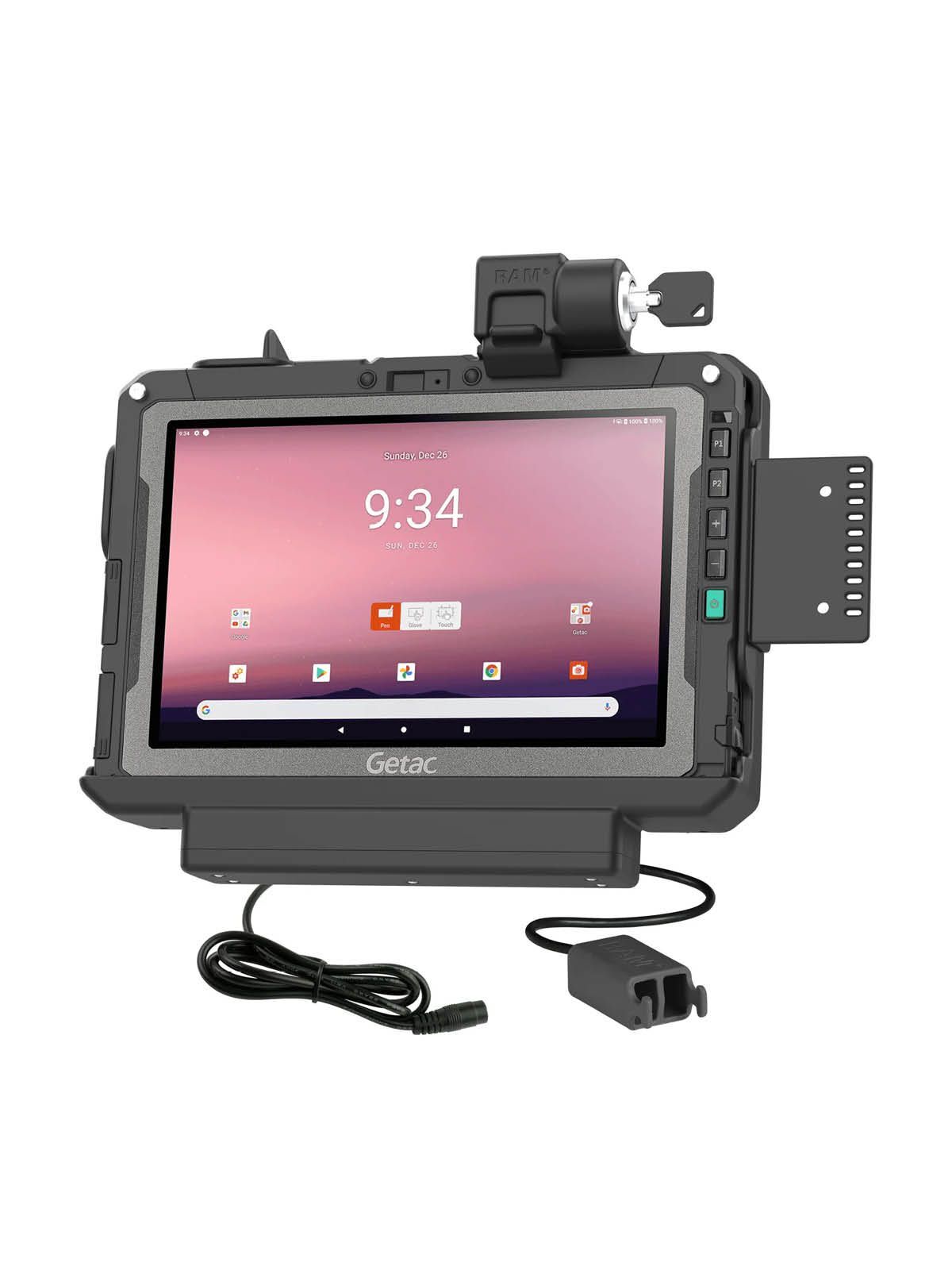 RAM Mounts Form-Fit Halteschale (Schlüsselverriegelung) für Getac ZX10 Rugged Tablet - 5.5mm DC & Dual USB-A-Anschluss