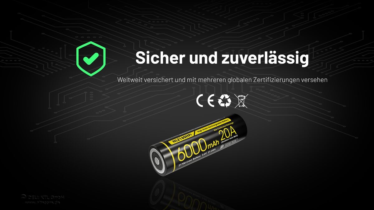 Nitecore LI-Ion Akku 21700, 6000mAH, NL2160HPI