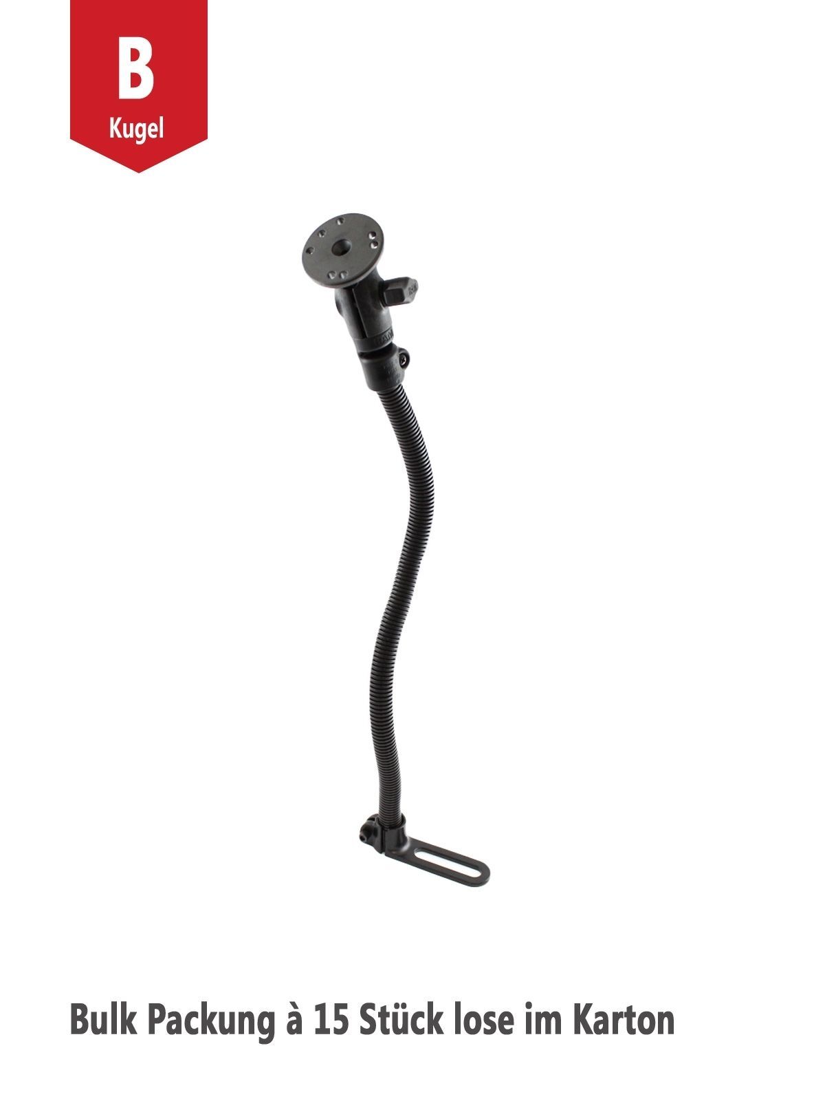 RAM Mounts POD I - Halterung für Fahrzeug-Sitzschiene, ca. 55 cm, mit runder Anschlussplatte (AMPS), B-Kugel (1 Zoll), Bulk Packung à 15 Stück (lose i