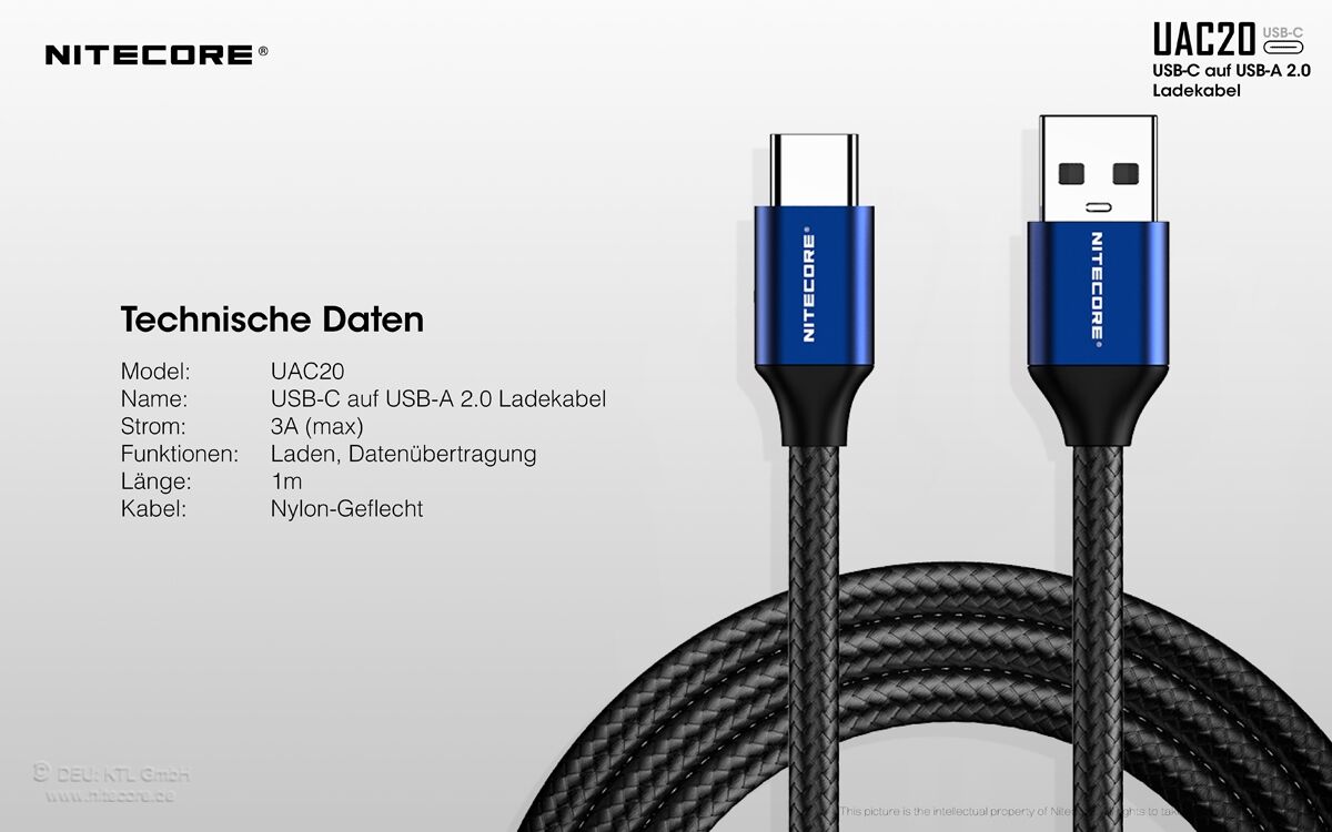 Nitecore UAC20 - USB-C Ladekabel