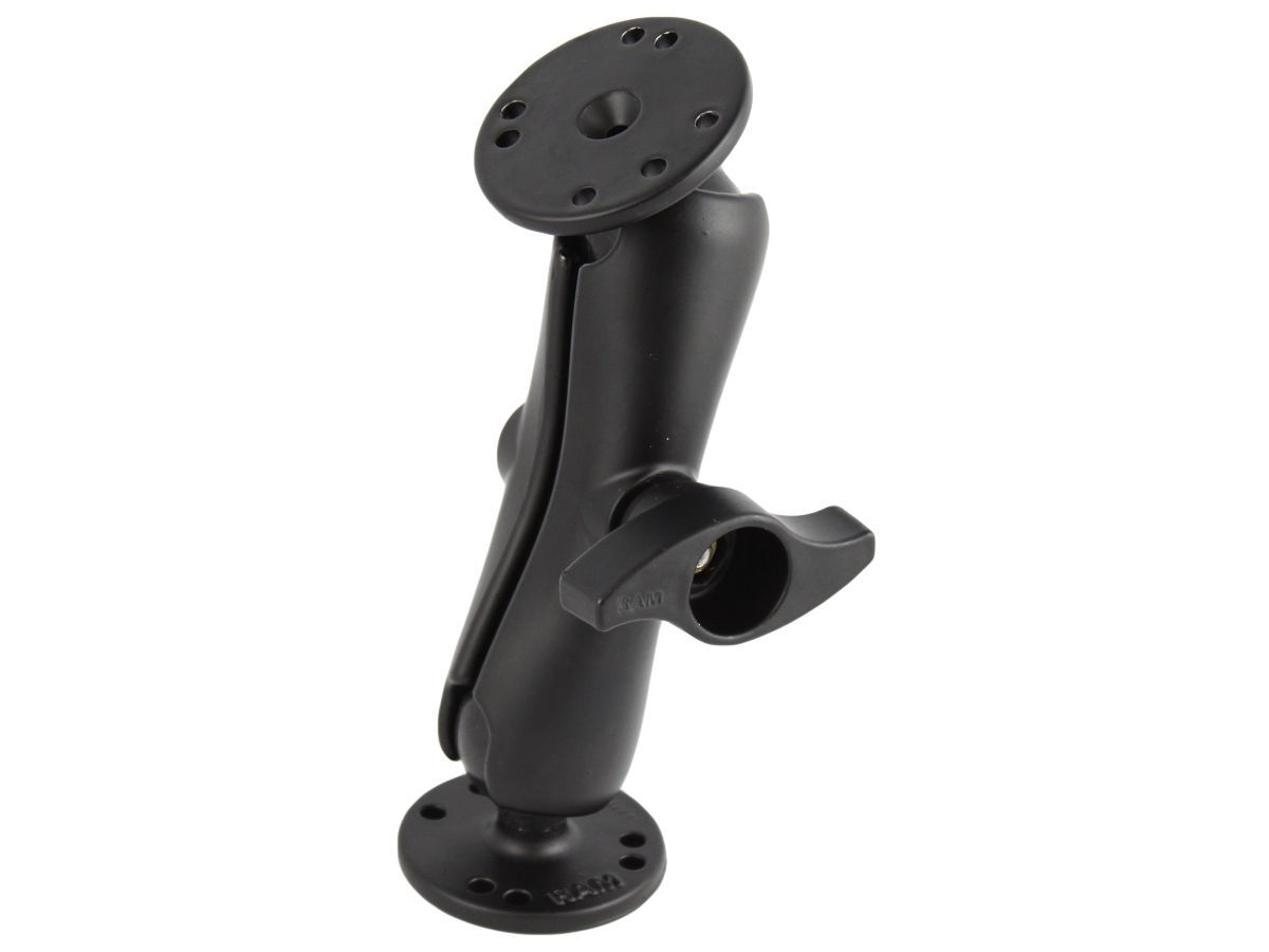 RAM Mounts Aufbau-Set - C-Kugel (1,5 Zoll), 2x runde Basisplatte (AMPS), mittlerer Verbindungsarm mit Metall-Drehverschluss