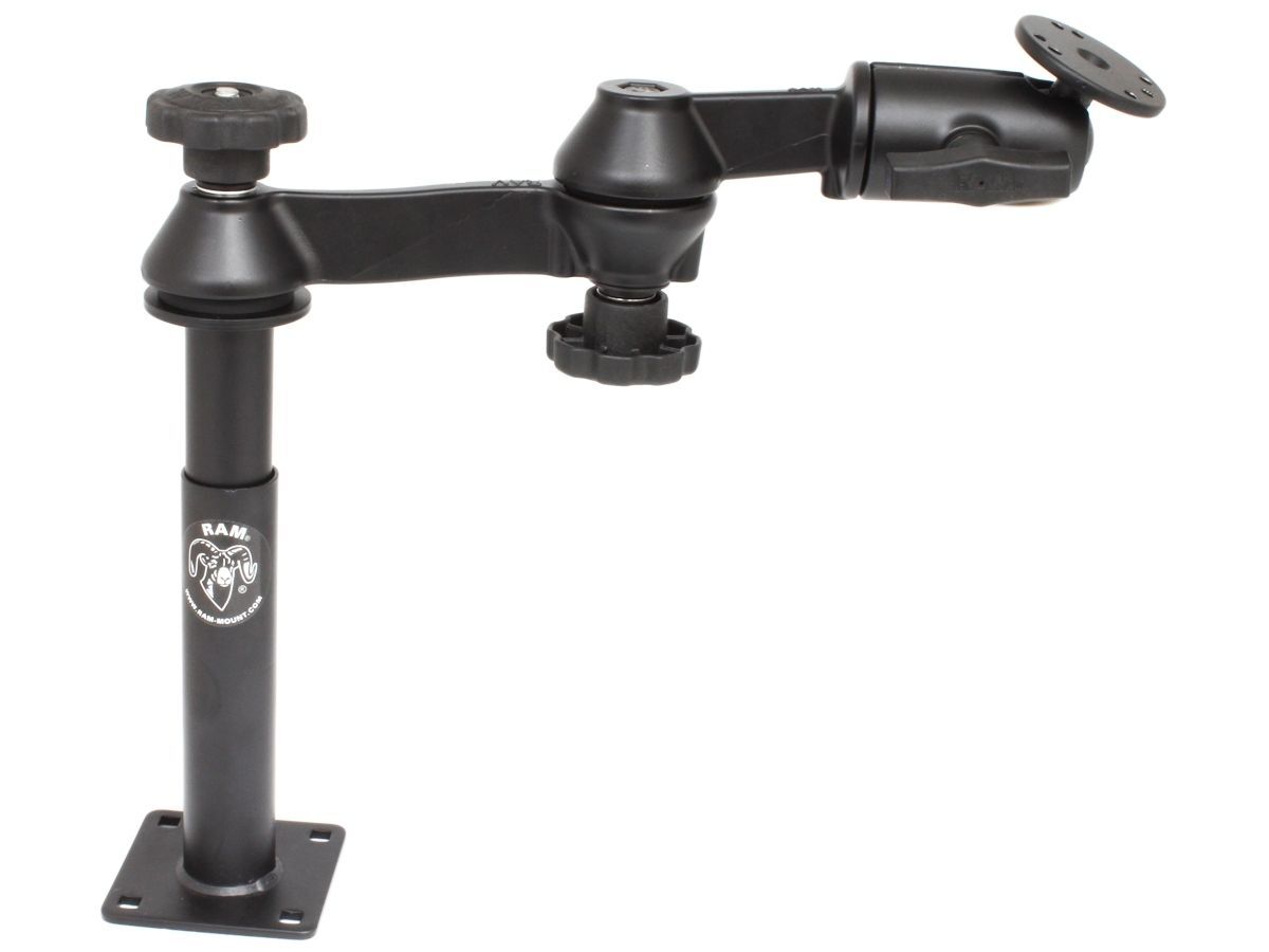 RAM Mounts Doppel-Schwenkarm mit Tele-Pole (ca. 100 mm) und Basis (ca. 175 mm) - Octagon-Verbindungsarm, runde Basisplatte (AMPS), C-Kugel (1,5 Zoll)