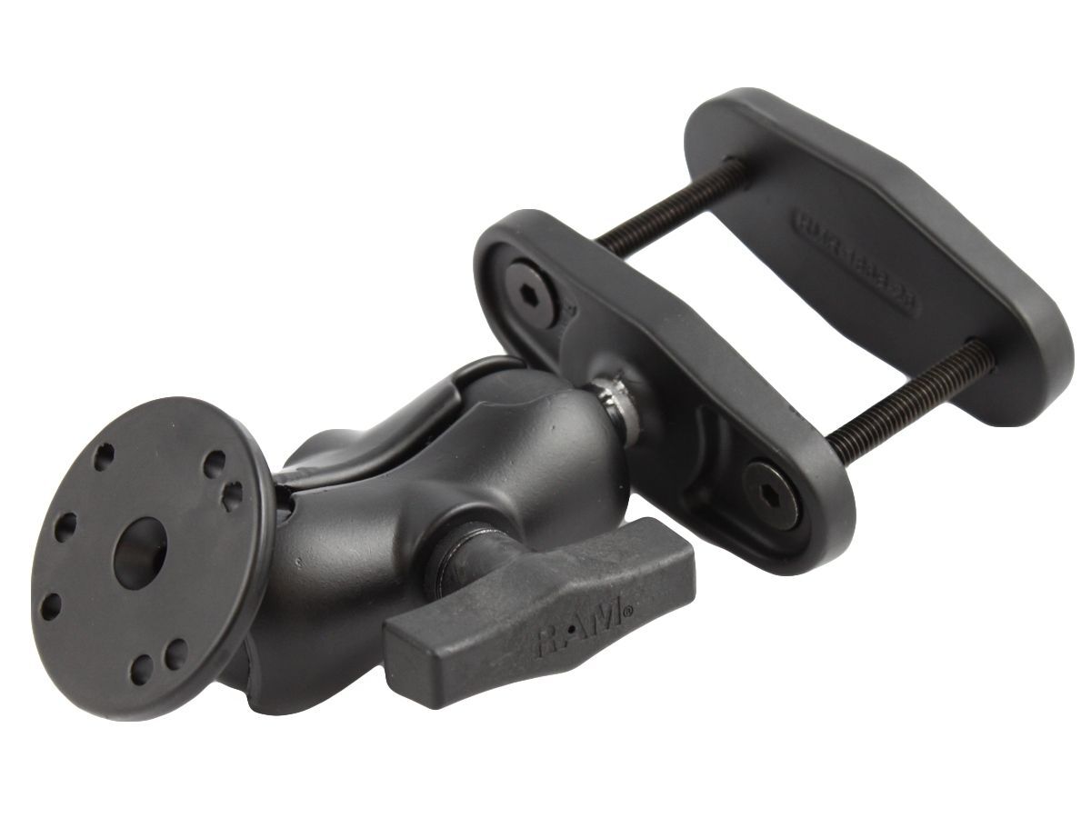 RAM Mounts Schraubklemmen-Set - Schraubklemme (bis 63,5 mm Breite), kurzer Verbindungsarm, runde Basisplatte (AMPS), C-Kugel (1,5 Zoll), im Polybeutel