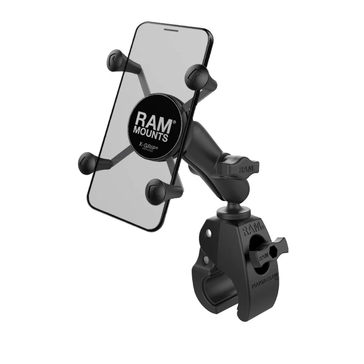 RAM Mounts X-Grip Klemm-Halterung für Smartphones - Bis 82,55 mm Breite - Mittlerer Verbindungsarm - Tough-Claw Klein (Durchmesser 15,87 mm bis 28,95 mm) - B-Kugel (1 Zoll)