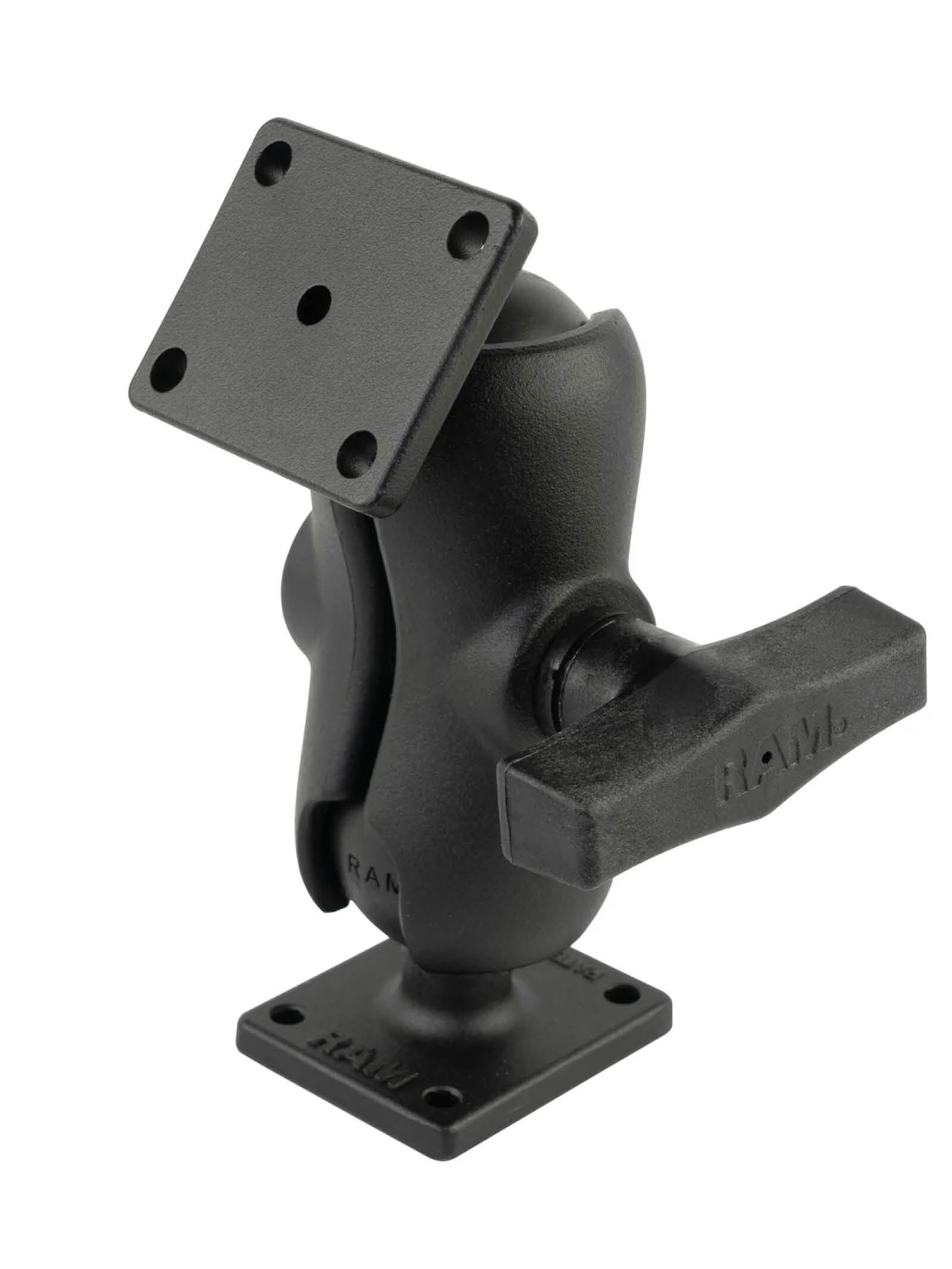 RAM Mounts Aufbau-Set - C-Kugel (1,5 Zoll), rechteckige Basis mit AMPS 4-Loch Raster, kurzer Verbindungsarm