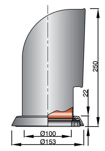 Vetus Lüfterhutze TOM316WR, Edelstahl, innen weiß