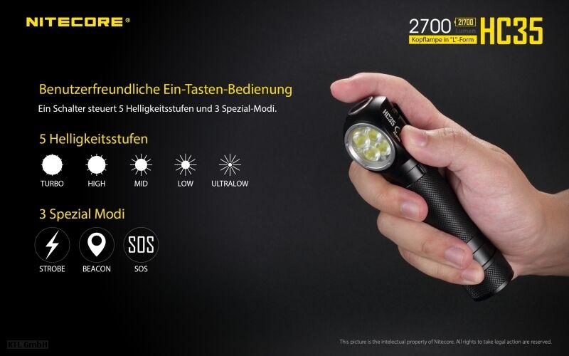 Nitecore HC35 inkl. NL2140HP