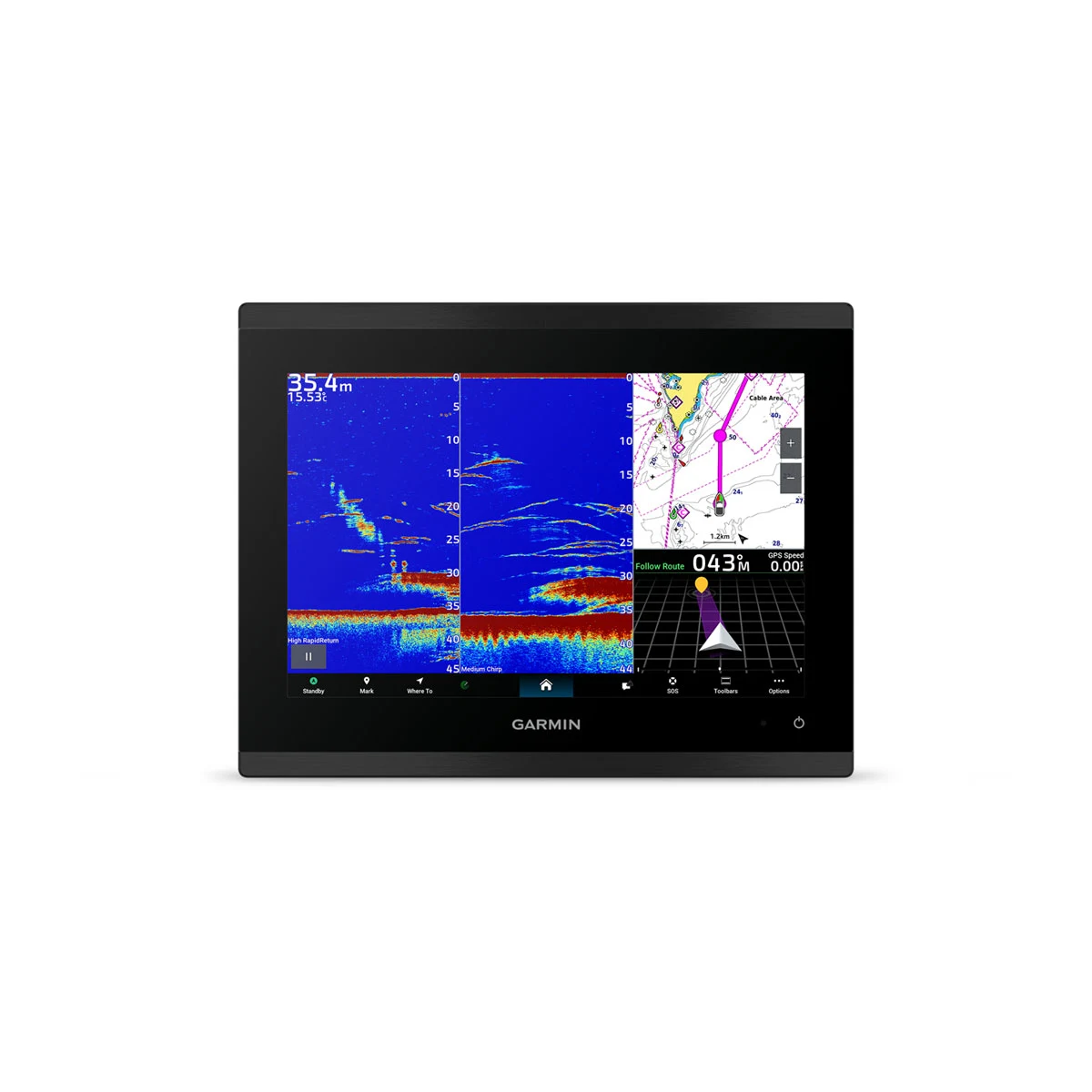 Garmin GPSMAP 9010xsv Premium-Kartenplotter mit weltweiter Basiskarte und Echolotanschluss