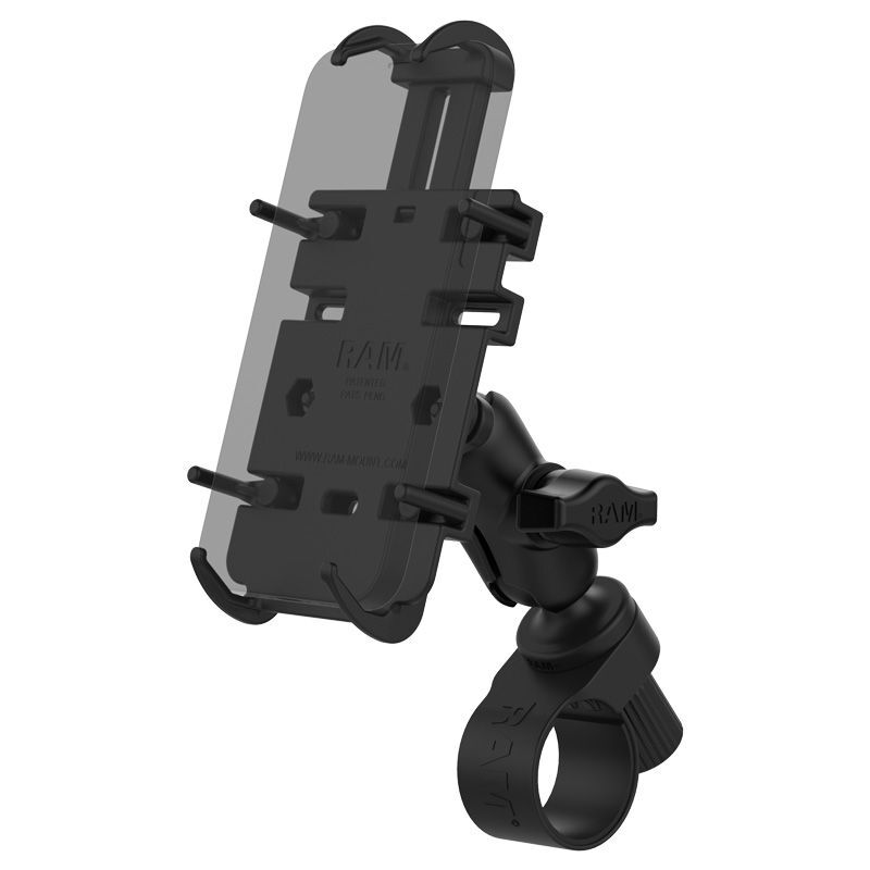 RAM Quick-Grip Universal-Halterung für Lenker / Rohre mit Tough-Strap Basis - B-Kugel (1 Zoll), Verbundstoff, kurzer Verbindungsarm