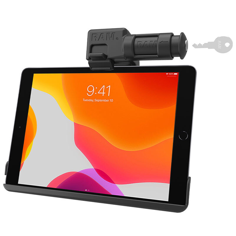 RAM Mounts EZ-Roll'r Form-Fit Halteschale (Schlüsselverriegelung) für Apple iPad (7., 8. & 9. Gen.), Air 3 & Pro 10.5 - Ohne Schutzhülle