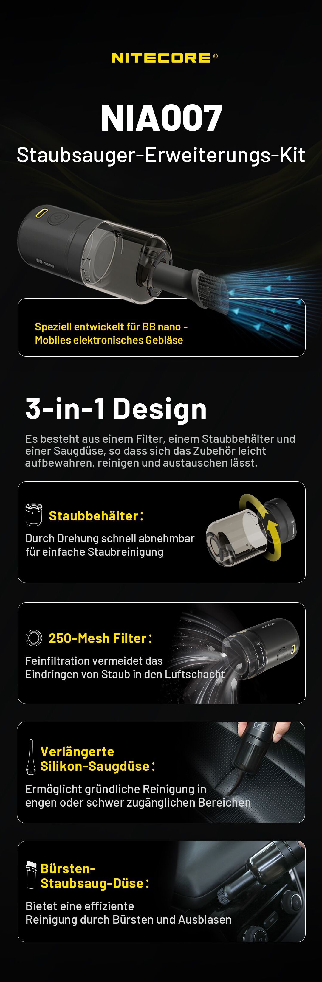 Nitecore Aufsatz-Set für BB Nano