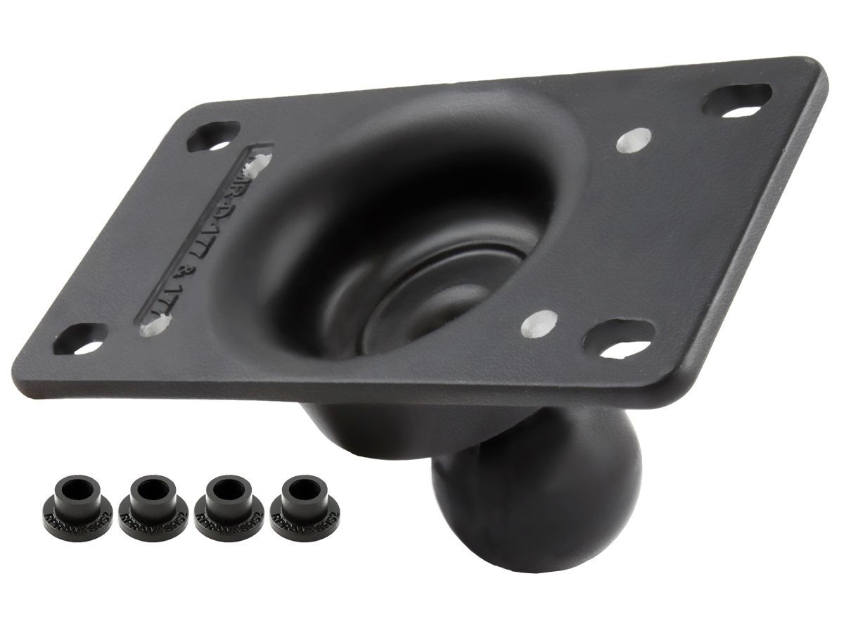 RAM Mounts rechteckige Basisplatte (71,44 x 127 mm) mit C-Kugel (1,5 Zoll) - 4x Lochadapter, im Polybeutel