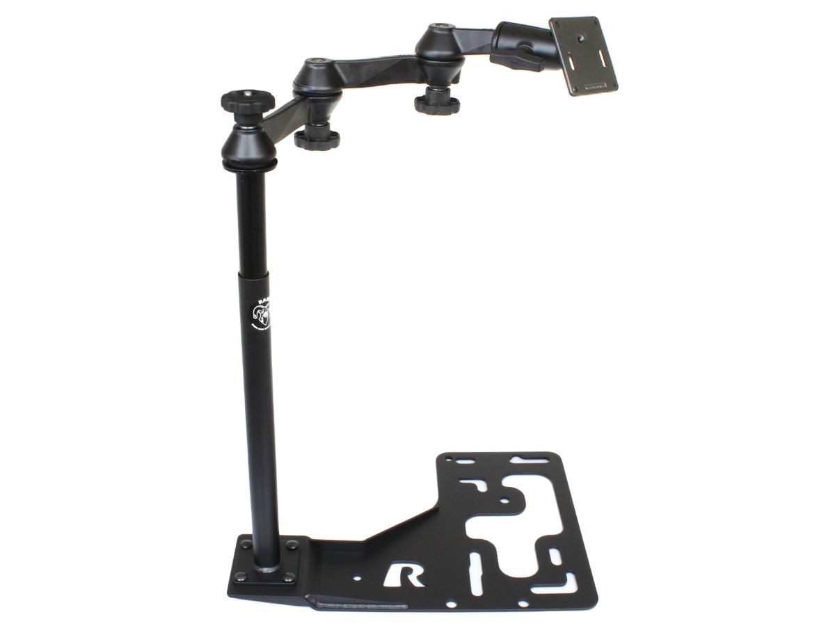 RAM Mounts Universal Schwenkarm-Halterung mit VESA-Platte für LKWs - Fahrzeug-Basis, Doppel-Schwenkarm, VESA-Platte (4x 75 mm Lochraster), C-Kugel (1,