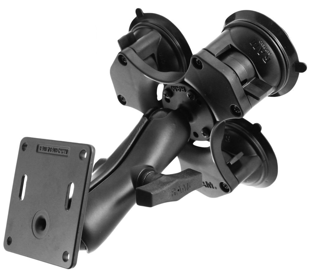 RAM Mounts Triple-Saugfuss mit VESA-Anbindung - mittlerer Verbindungsarm, runde Basisplatte, VESA-Platte, C-Kugel (1,5 Zoll), im Polybeutel