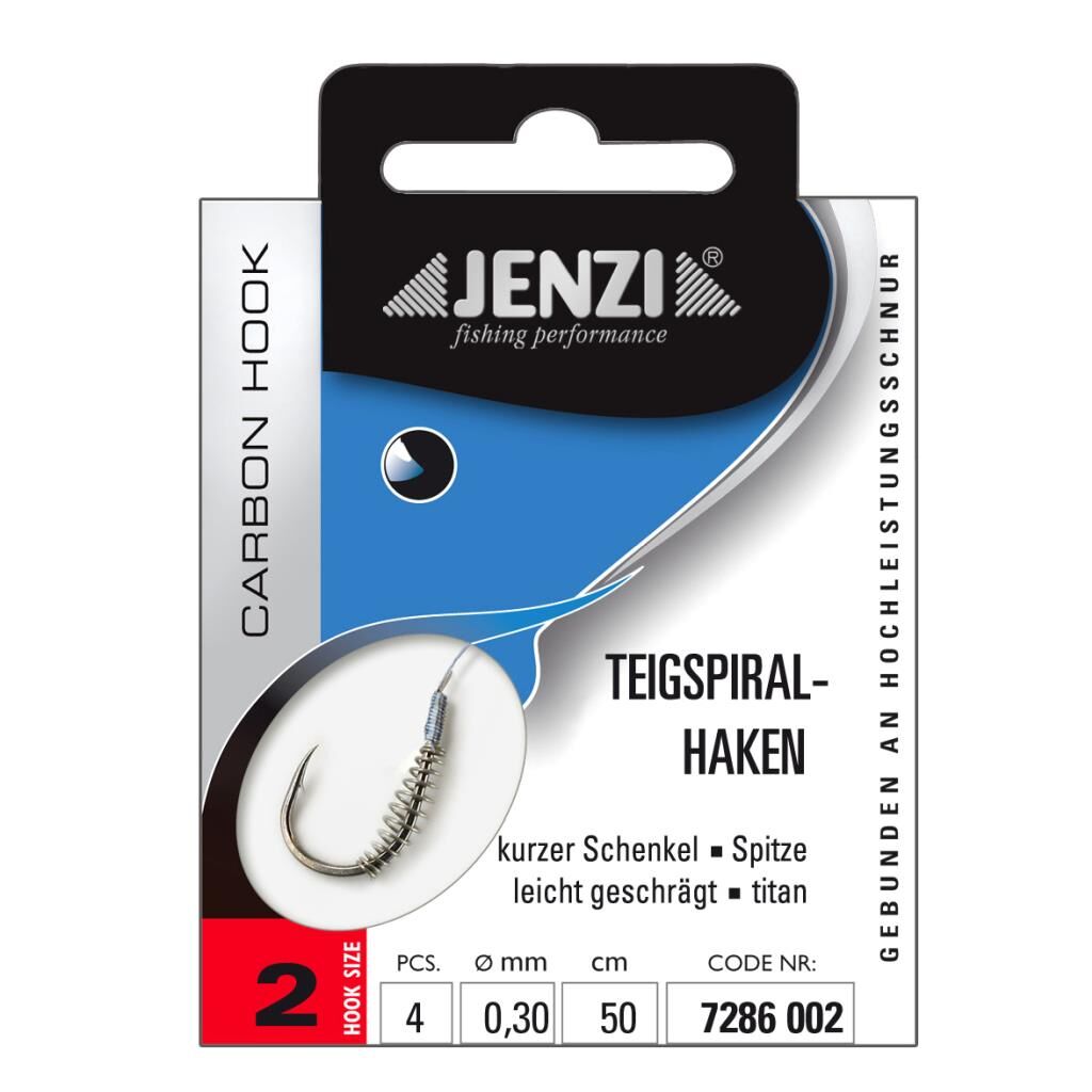 Jenzi Teigspiralhaken, Gebunden, Größe 2, 0,30 mm, 50 cm
