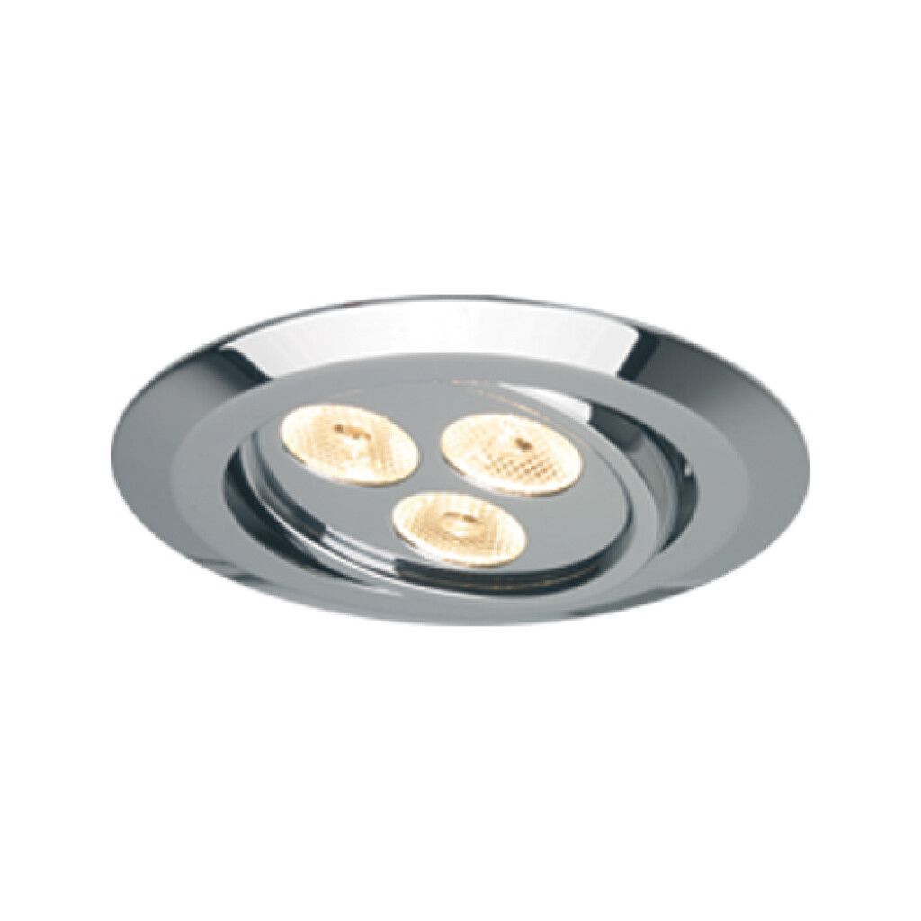 LED-Einbauleuchte EB15-2L (Master), schwenkb., chrom-glanz, 10-30V DC, max. 3W, warmw., Dimmer, 25°