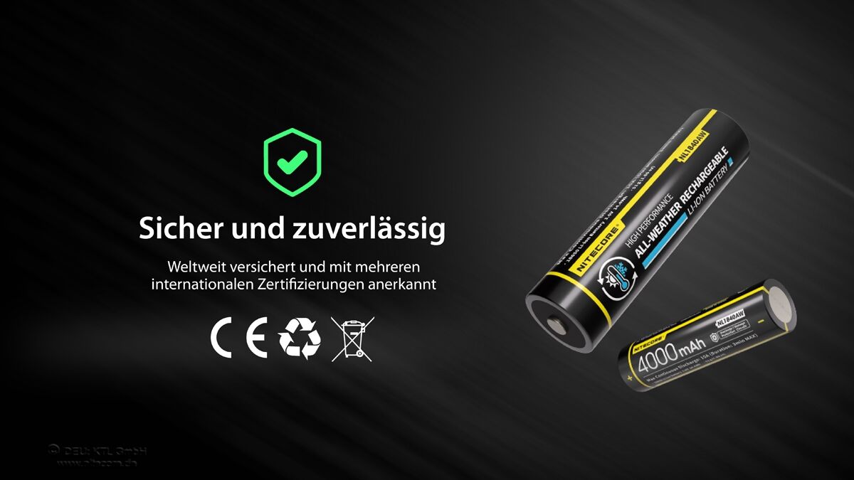 Nitecore Li-Ion Akku 18650, 4000mAh, allwetterfähig