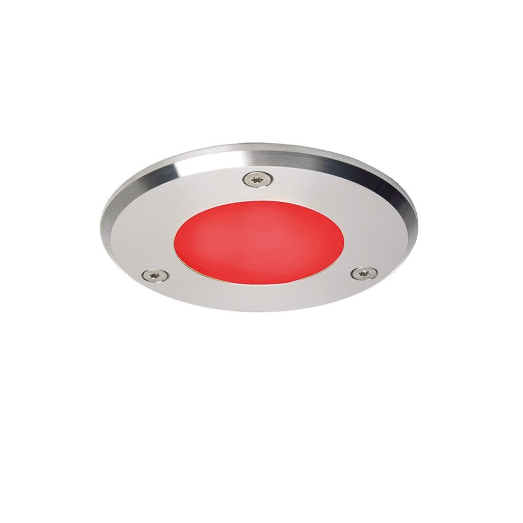 LED-Einbauleuchte EB32-3 Master, V4A (AISI316L) poliert, 10-30V DC,max.3W, IP67, Ø85mm, rot/warmweiß