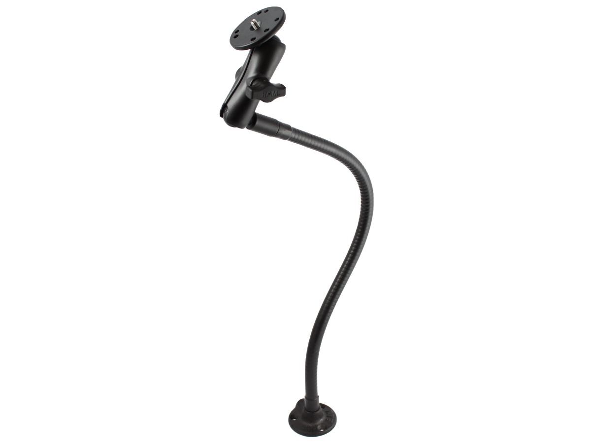 RAM Mounts Standfuss mit Kamera-Anbindung - runde Basis, flexibler Stab (ca. 450 mm), mittlerer Verbindungsarm, Basisplatte mit 1/4"-20 Gewindestift,