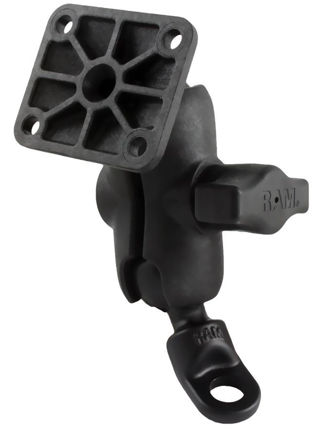 RAM Mounts Verbundstoff Motorrad-Set - Adapter mit 9 mm Bohrung (Aluminium), kurzer Verbindungsarm, rechteckige Basisplatte, B-Kugel (1 Zoll), im Poly