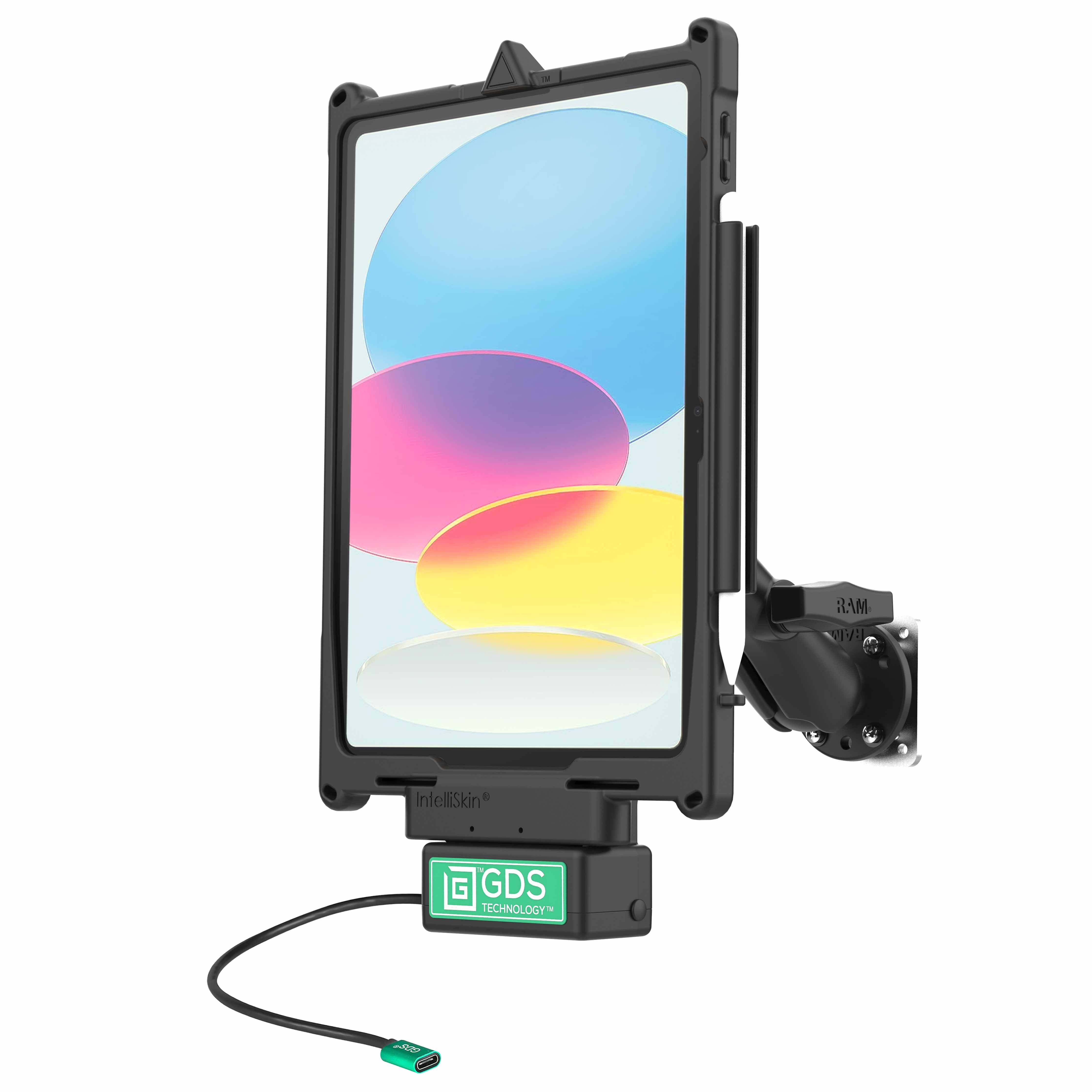 RAM Mounts GDS Uni-Conn Fahrzeug-Kit für Apple iPad 10. Generation - Stahl-Verstärkungsplatte (53,34 mm x 66,04 mm) - USB-C-Anschluss