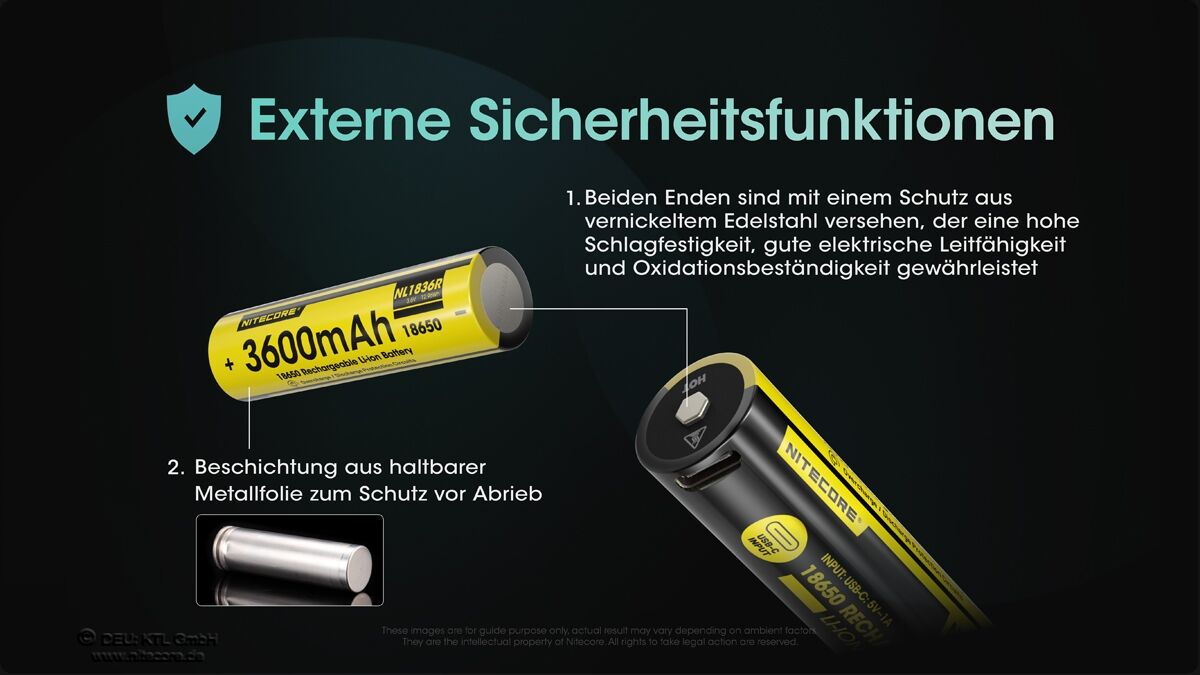 Nitecore Li-Ion Akku Typ 18650 - 3600mAh - NL1836R