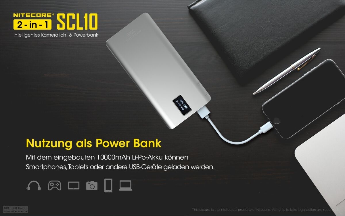 Nitecore Kamera Licht inkl. Powerbank
