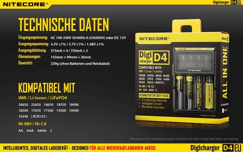 Nitecore Digicharger D4EU - EU-Version