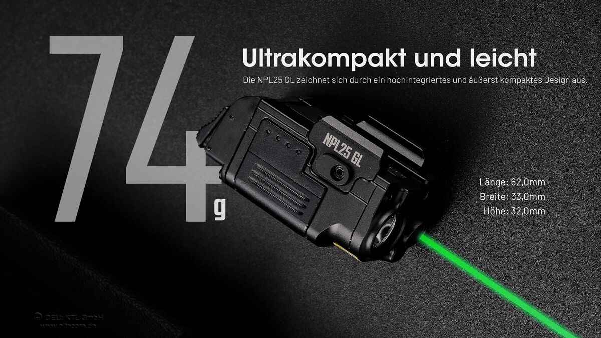 Nitecore Waffenleuchte NPL25 mit grünem Laser