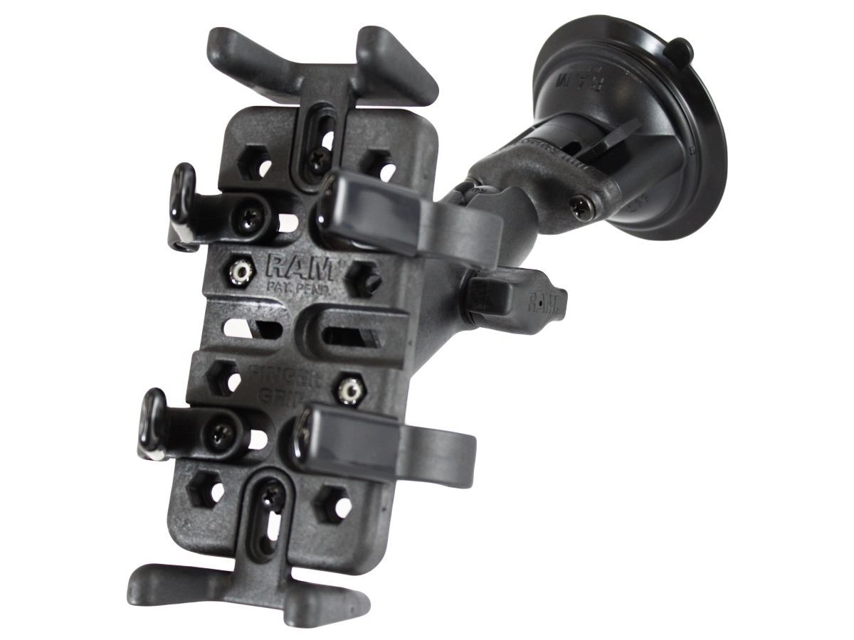 RAM Mounts Universal Verbundstoff Saugfuss-Halterung für elektronische Geräte - mittlerer Verbindungsarm, 2x Diamond-Basisplatte (Trapez), Halteschale