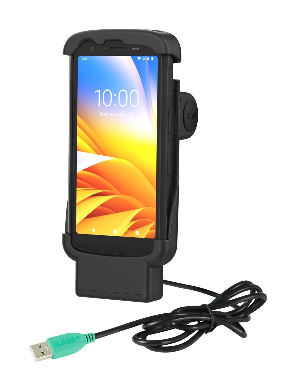 RAM Mounts Form-Fit Halteschale für Zebra TC22 & TC27 - In Rugged Boot - USB-A-Anschluss
