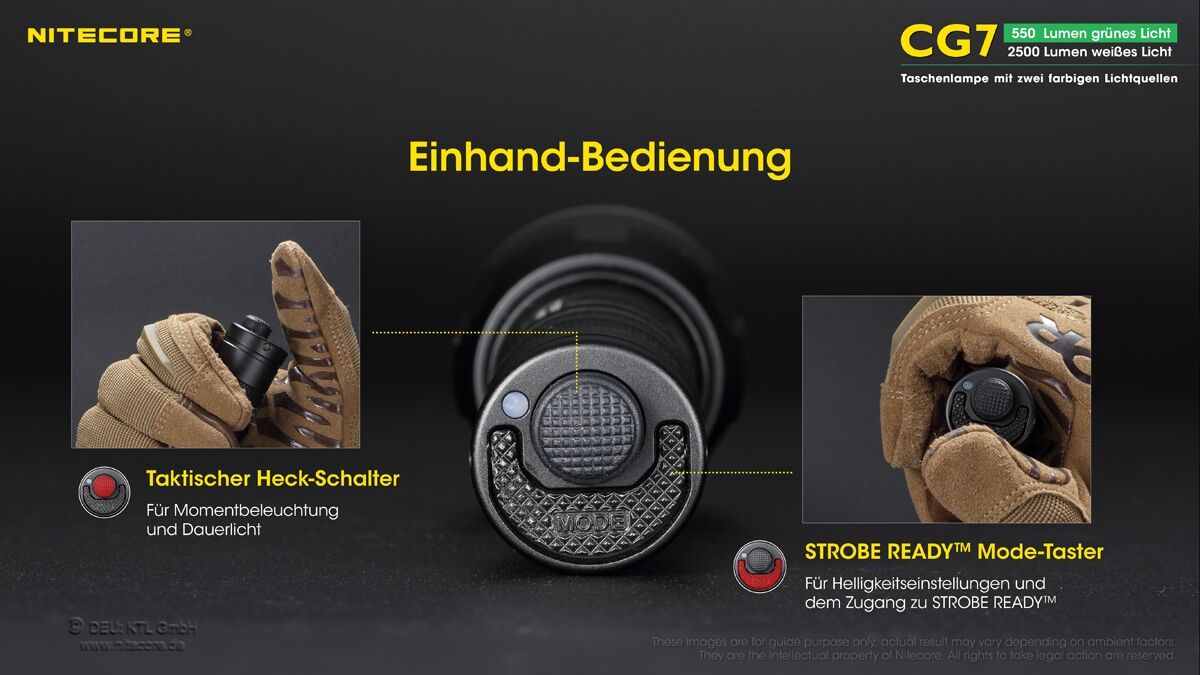 Nitecore Chameleon CG7 - 2500 Lumen Weißlicht, 540 Lumen grünes Licht