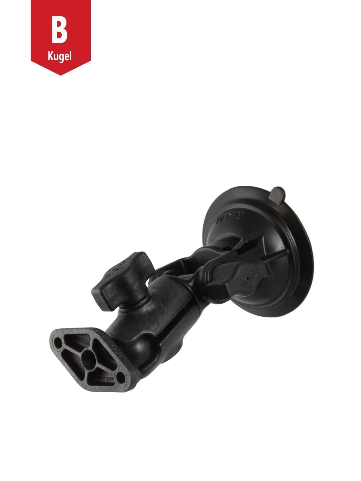 RAM Mounts Verbundstoff Saugfuss-Set mit Diamond-Anbindung - Ocatagon-Verbindungsarm mit Drehgelenk, Diamond-Basisplatte (Trapez), B-Kugel (1 Zoll), i