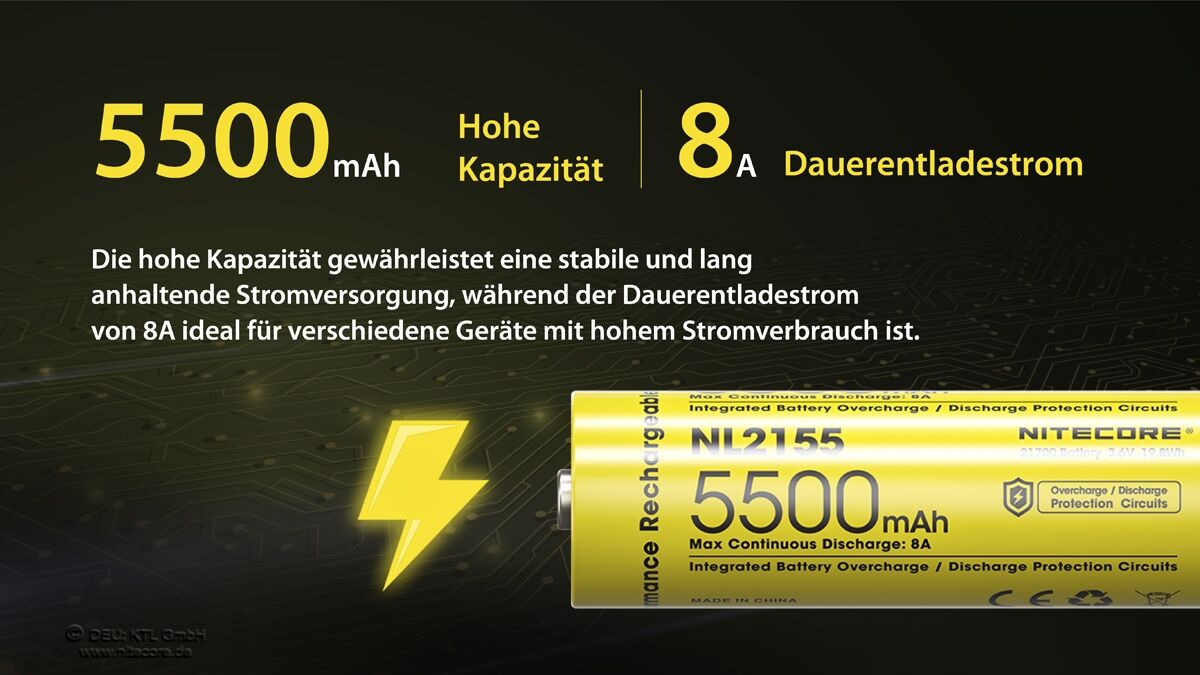 Nitecore Li-Ion Akku Typ 21700 - 5500mAh - NL2155