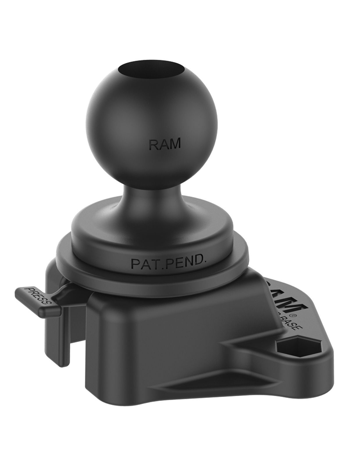 RAM Mounts Verbundstoff-Basis zum Festschrauben - B-Kugel (1 Zoll) mit T-Slot für Tough-Track Schienen, im Polybeutel